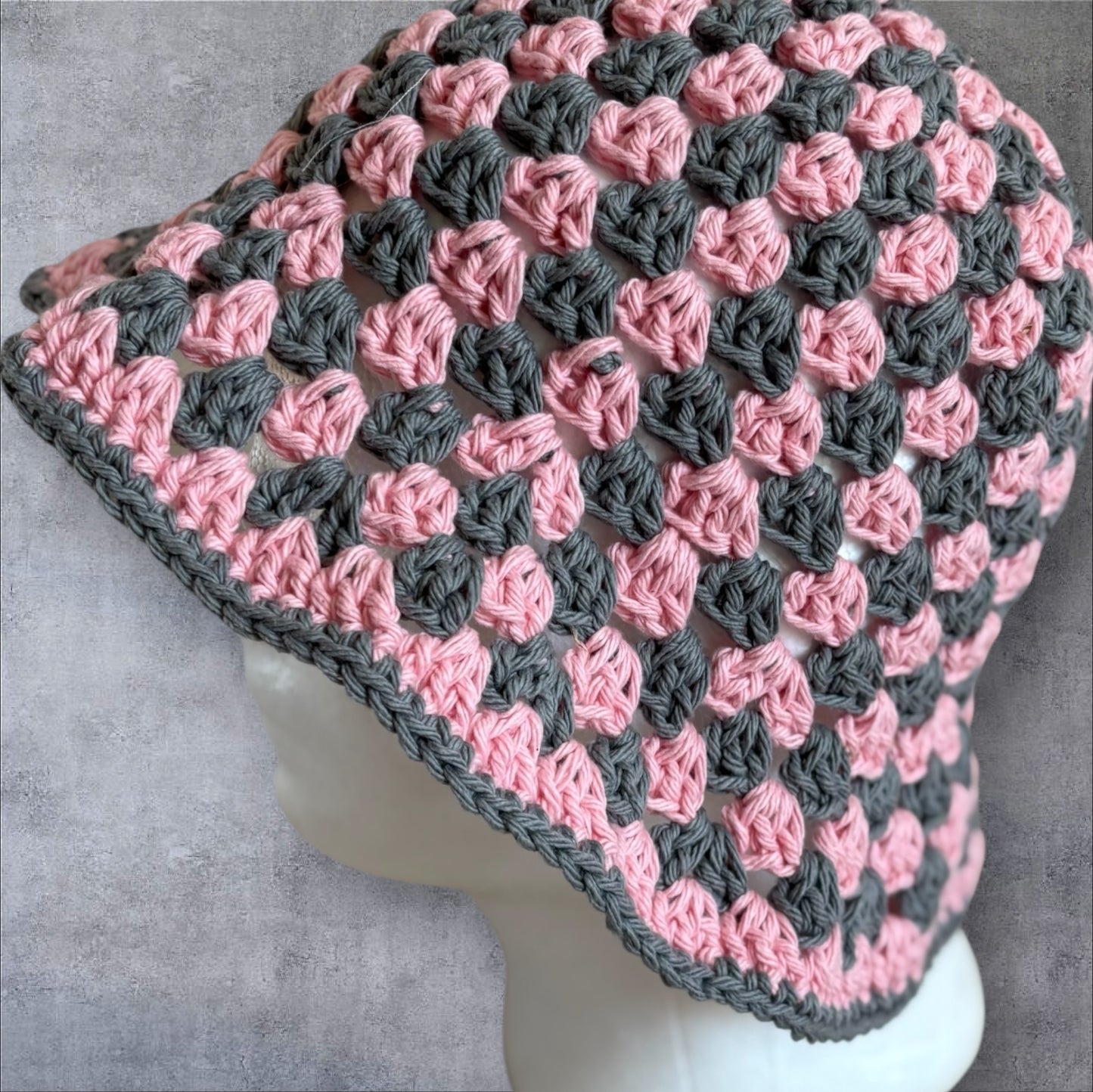 Rose Pink & Grey Bucket Hat