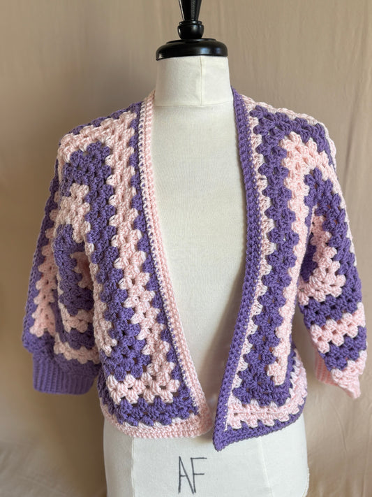 Lilac Dream Granny Square Cardigan - Medium