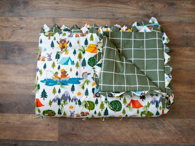 Camp Critter Adventure Tie Quilt