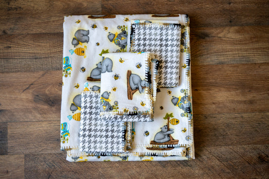 Honey Bear Blanket & Burp Cloth Set 🐻🍯🐝