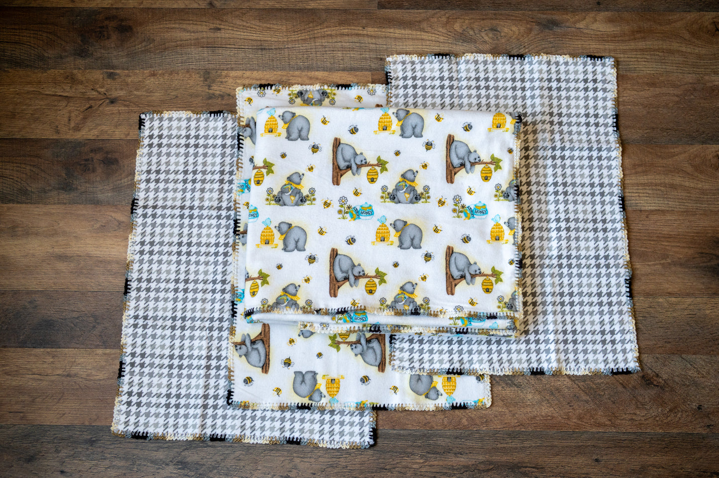 Honey Bear Blanket & Burp Cloth Set 🐻🍯🐝