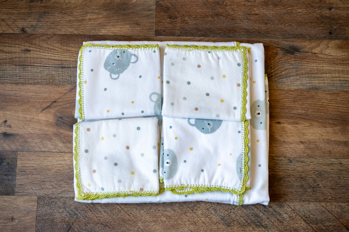 Little Bear Blanket & Burp Cloth Set 🐻💚✨