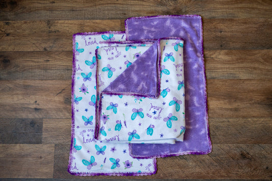Butterfly Kisses Blanket & Burp Cloth Set 🦋💜✨