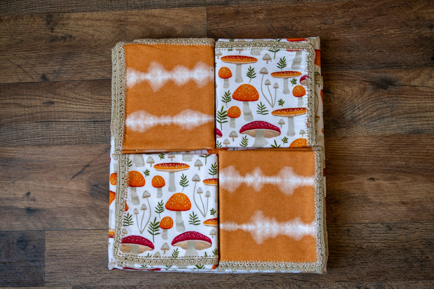 Woodland Mushrooms Blanket & Burp Cloth Set 🍄🧡🌿