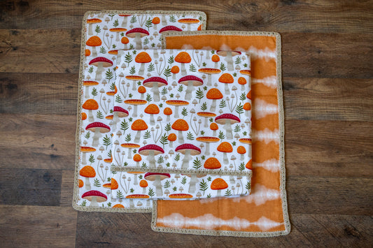 Woodland Mushrooms Blanket & Burp Cloth Set 🍄🧡🌿