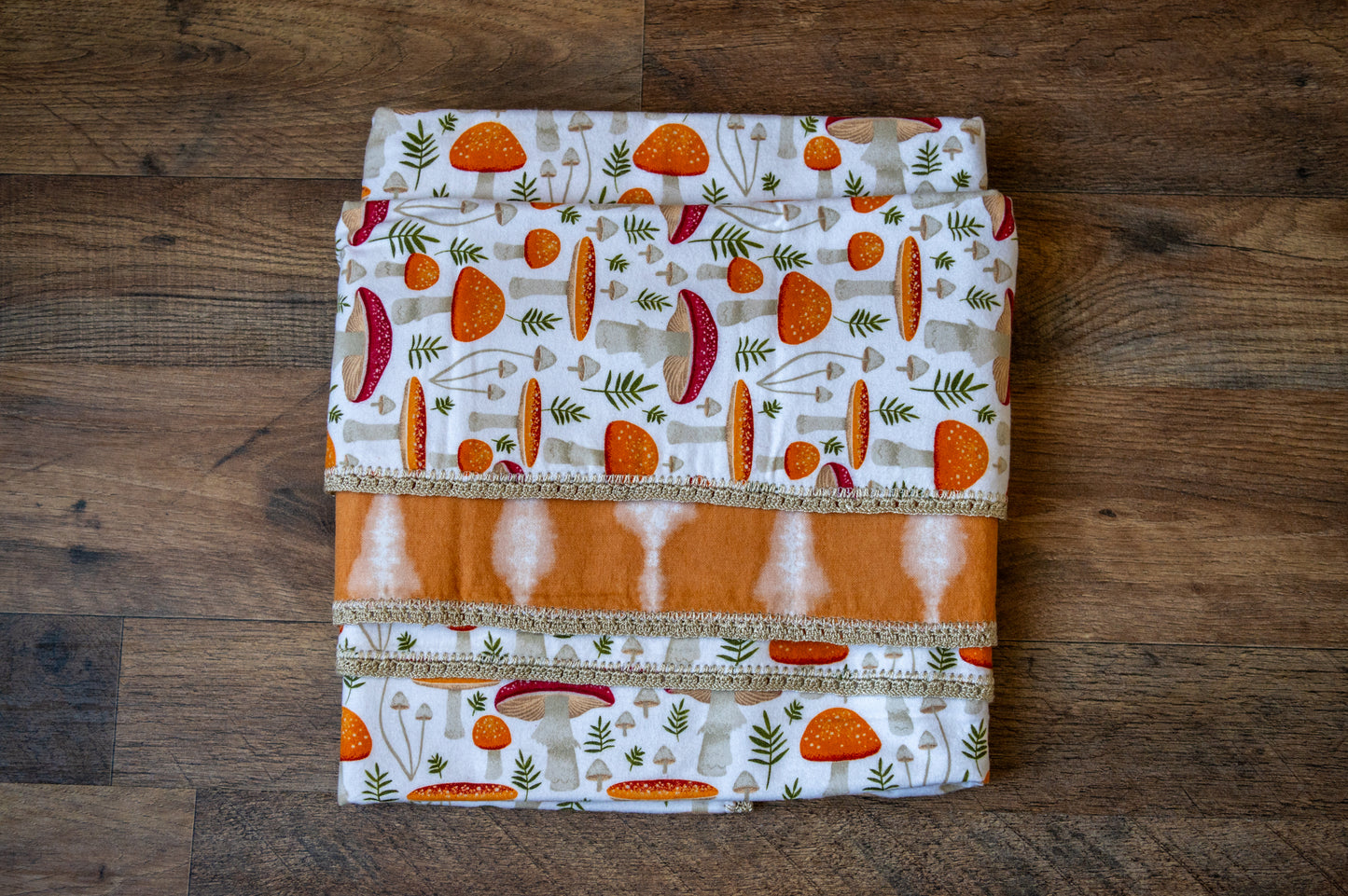 Woodland Mushrooms Blanket & Burp Cloth Set 🍄🧡🌿
