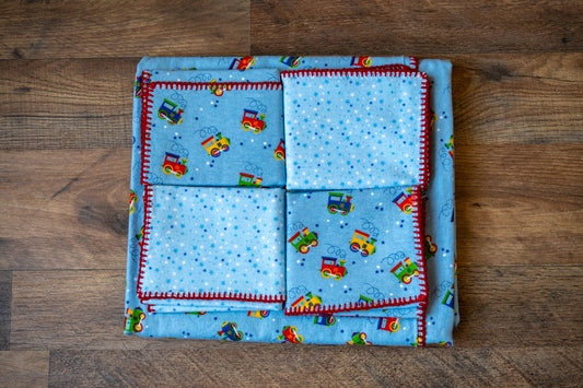Choo Choo Trains Blanket & Burp Cloth Set 🚂💙⭐