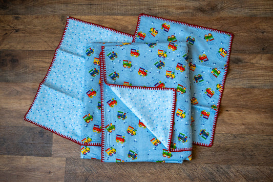 Choo Choo Trains Blanket & Burp Cloth Set 🚂💙⭐