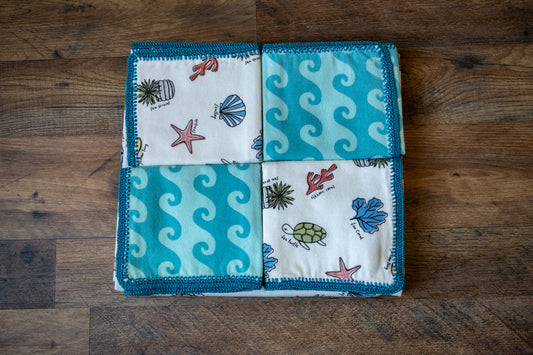 Seaside Treasures Blanket & Burp Cloth Set 🌊🐚🐢