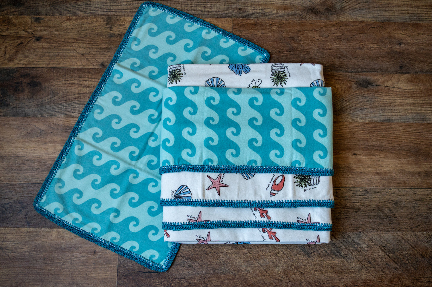 Seaside Treasures Blanket & Burp Cloth Set 🌊🐚🐢