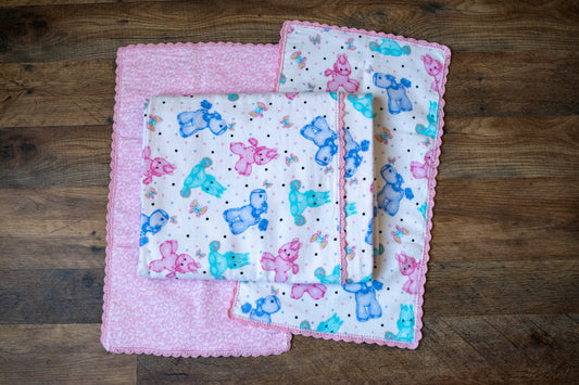Pastel Ponies Blanket & Burp Cloth Set 🐴💗💙💜