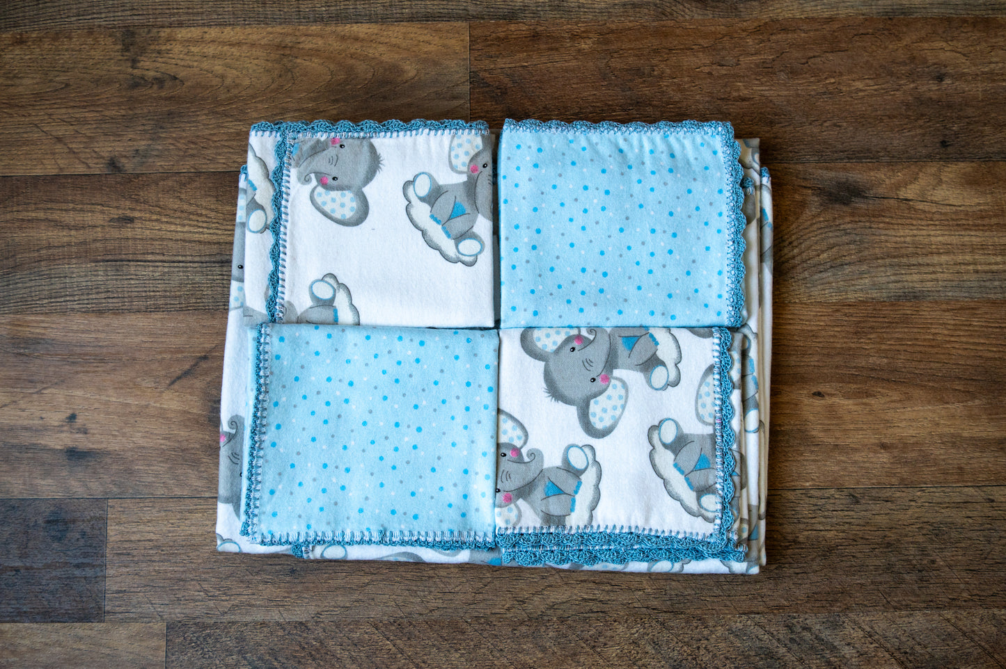 Elephant Dreams Blanket & Burp Cloth Set 🐘💙☁️