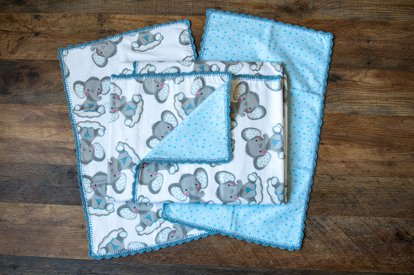 Elephant Dreams Blanket & Burp Cloth Set 🐘💙☁️
