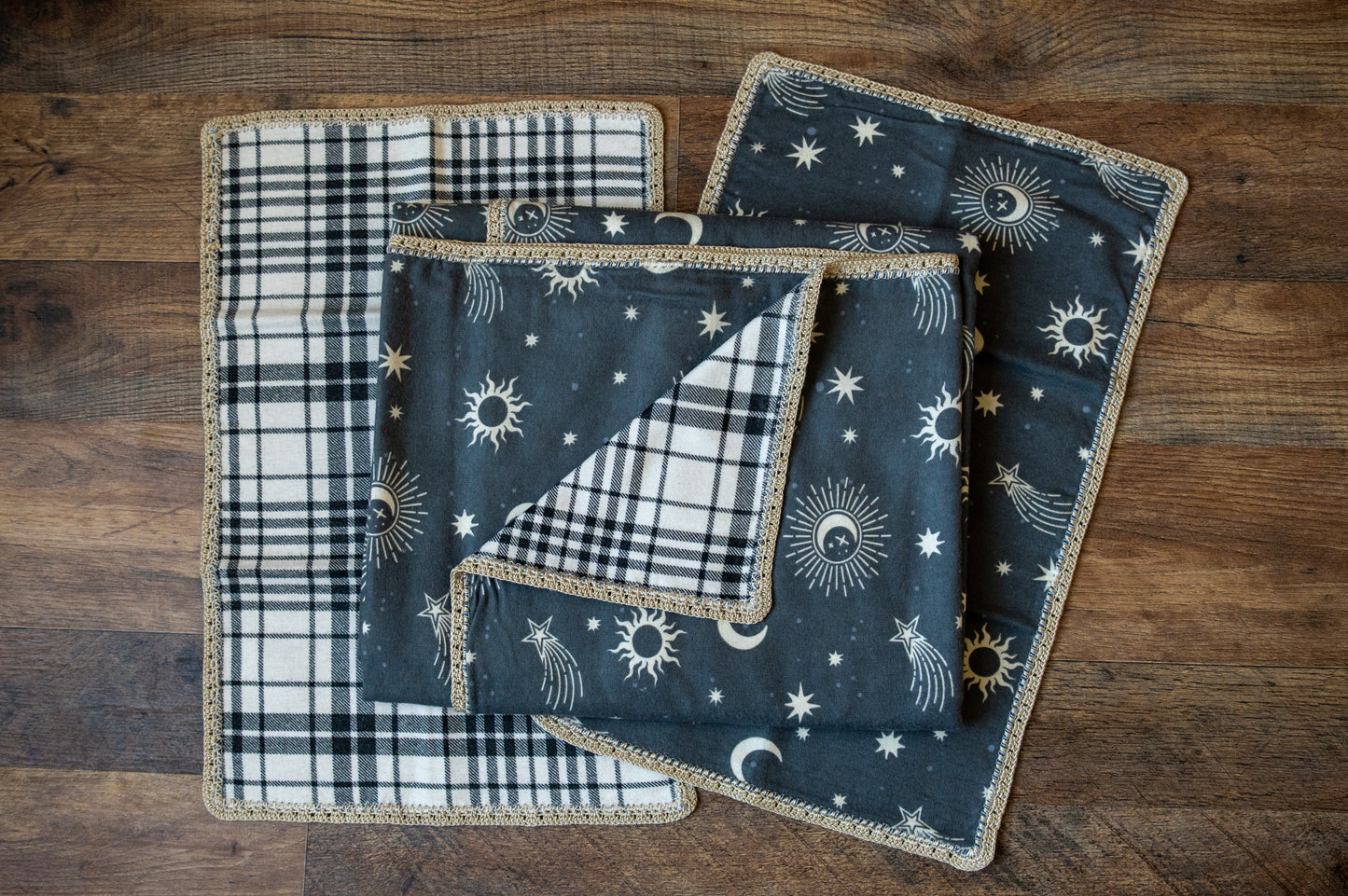 Celestial Dreams Blanket & Burp Cloth Set 🌙✨☀️