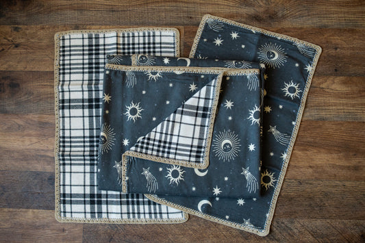Celestial Dreams Blanket & Burp Cloth Set 🌙✨☀️