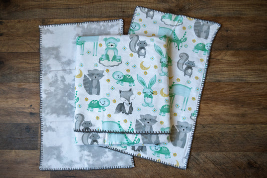 Forest Friends Blanket & Burp Cloth Set 🌿🦊🐢