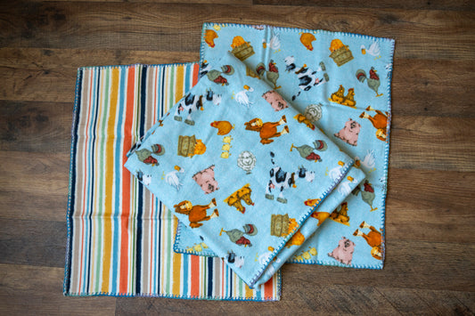 Barnyard Buddies Blanket & Burp Cloth Set 🐄🐓🐖