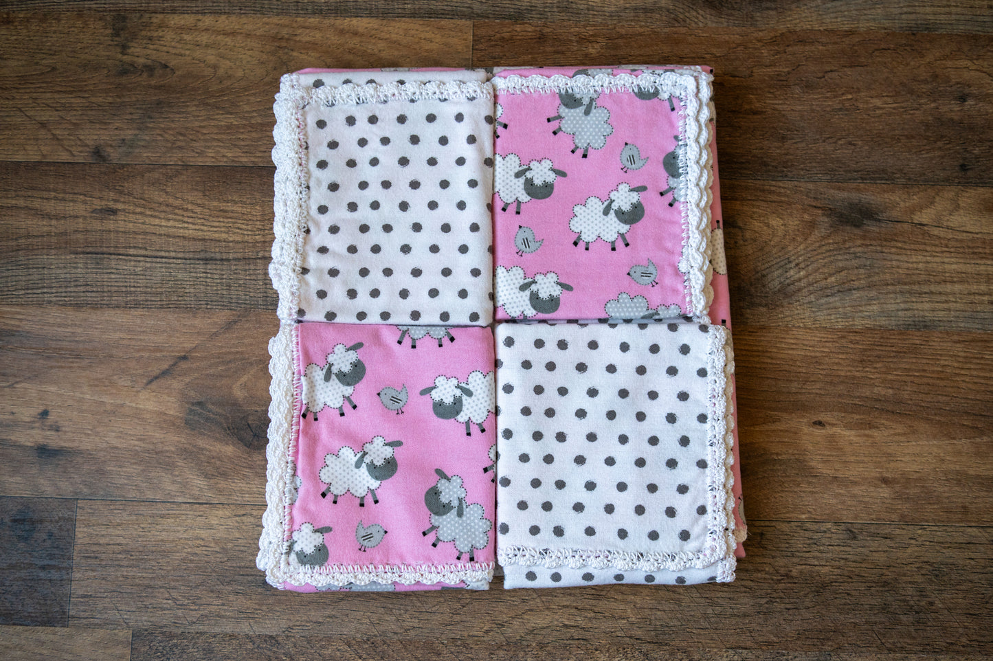Counting Sheep Blanket & Burp Cloth Set 🐑💗✨