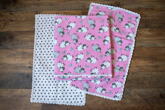 Counting Sheep Blanket & Burp Cloth Set 🐑💗✨