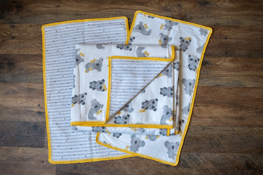 Koala Cuddles Blanket & Burp Cloth Set 🐨💛✨