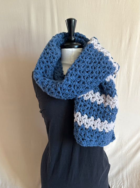 Navy Stripped Fleece Scarf
