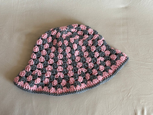Rose Pink & Grey Bucket Hat