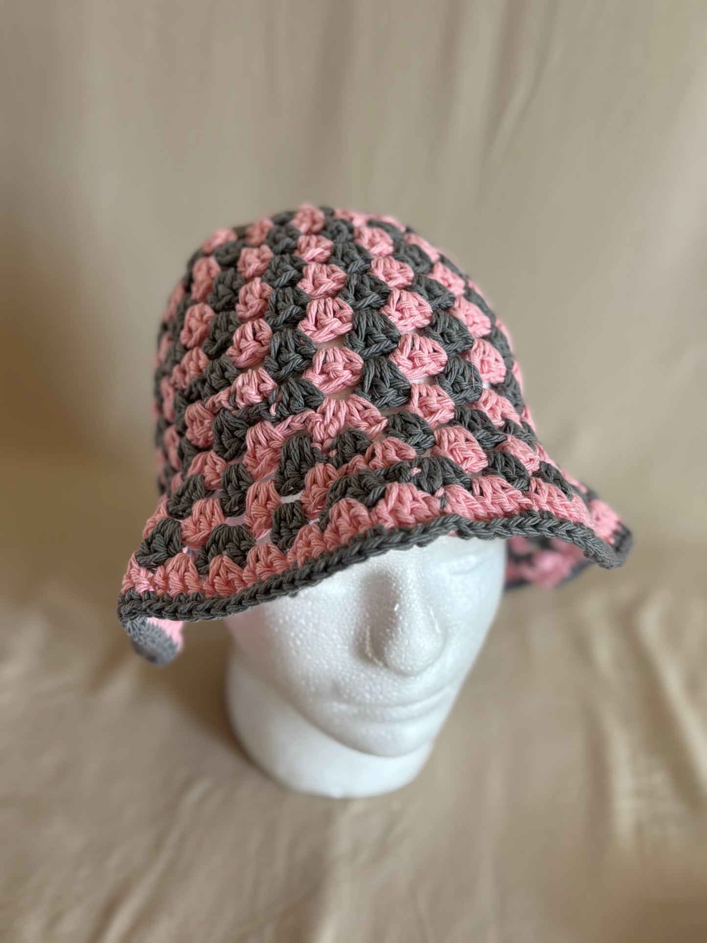 Rose Pink & Grey Bucket Hat