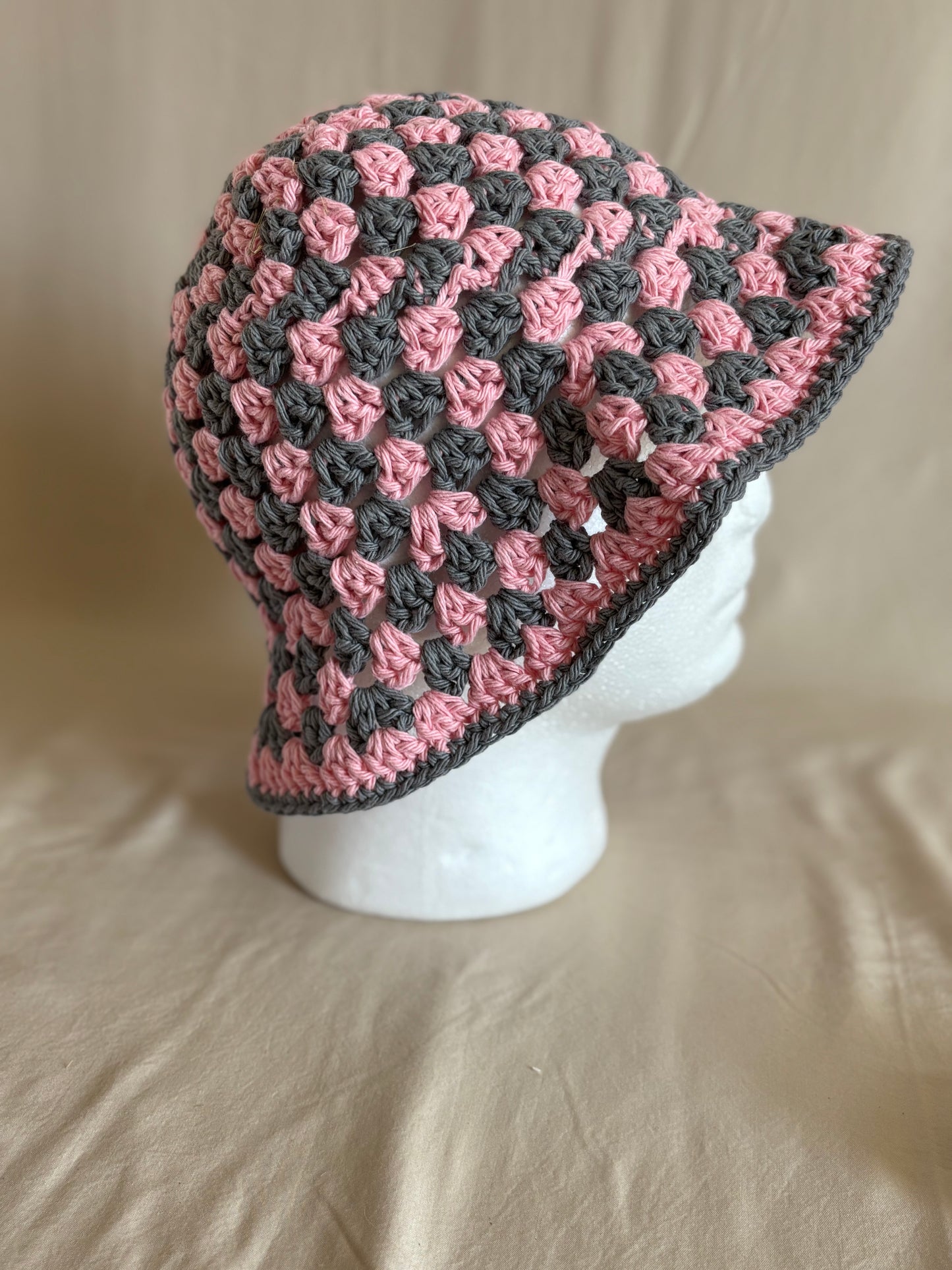 Rose Pink & Grey Bucket Hat