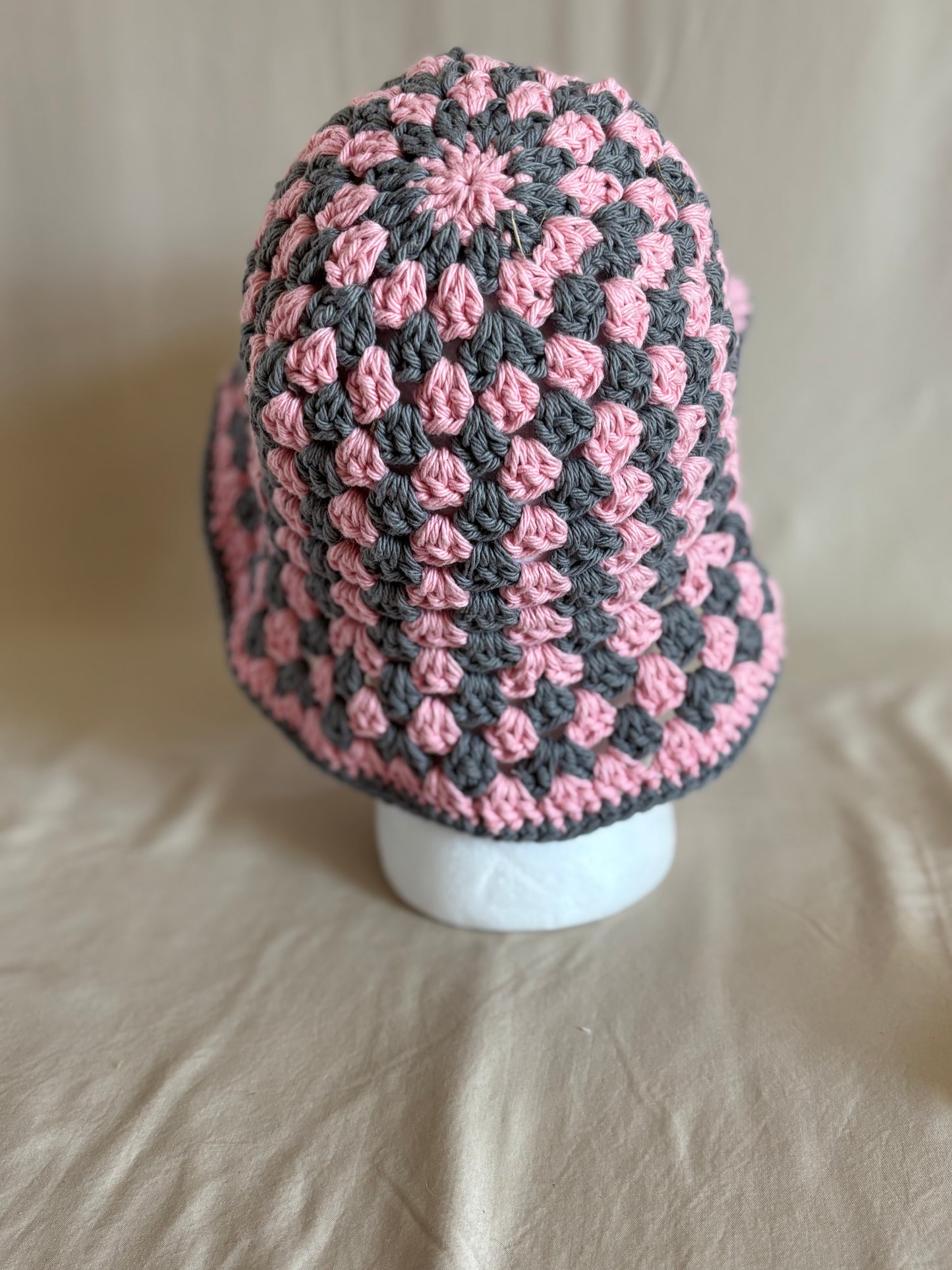 Rose Pink & Grey Bucket Hat