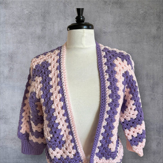 Lilac Dream Granny Square Cardigan - Medium