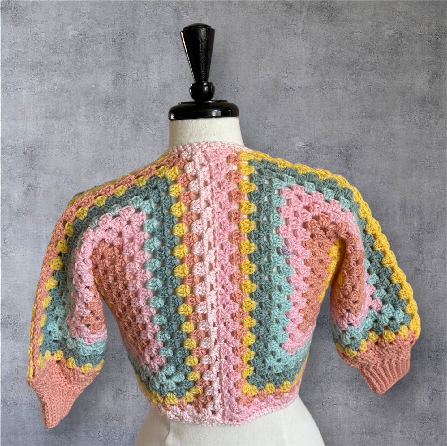 Pastel Dreams Granny Square Cardigan (X-Size Small)