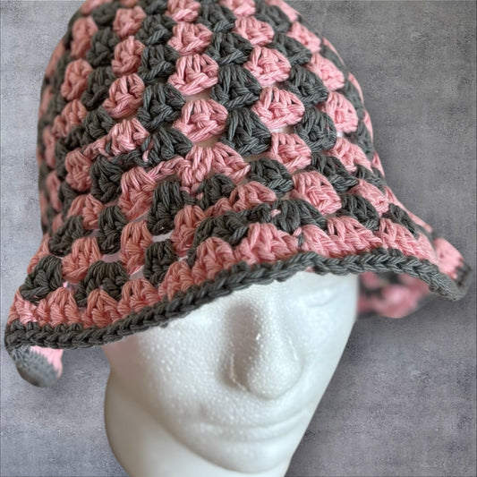 Rose Pink & Grey Bucket Hat