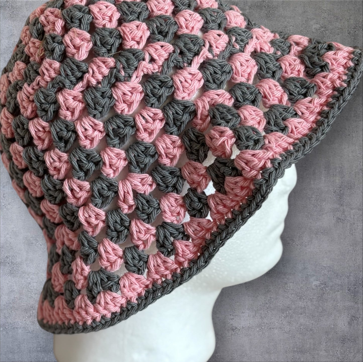 Rose Pink & Grey Bucket Hat