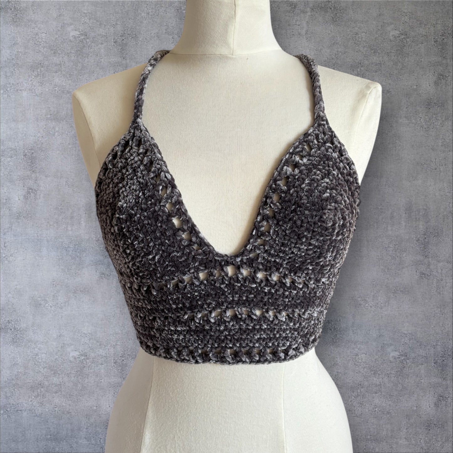 Grey Velvet Lilly Top - Small