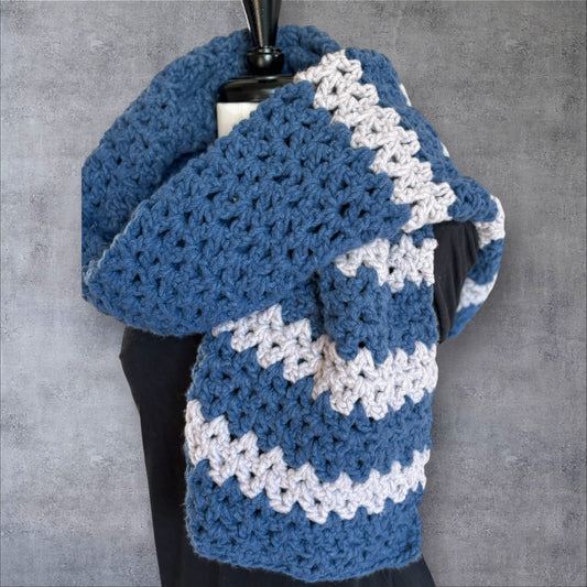 Navy Stripped Fleece Scarf