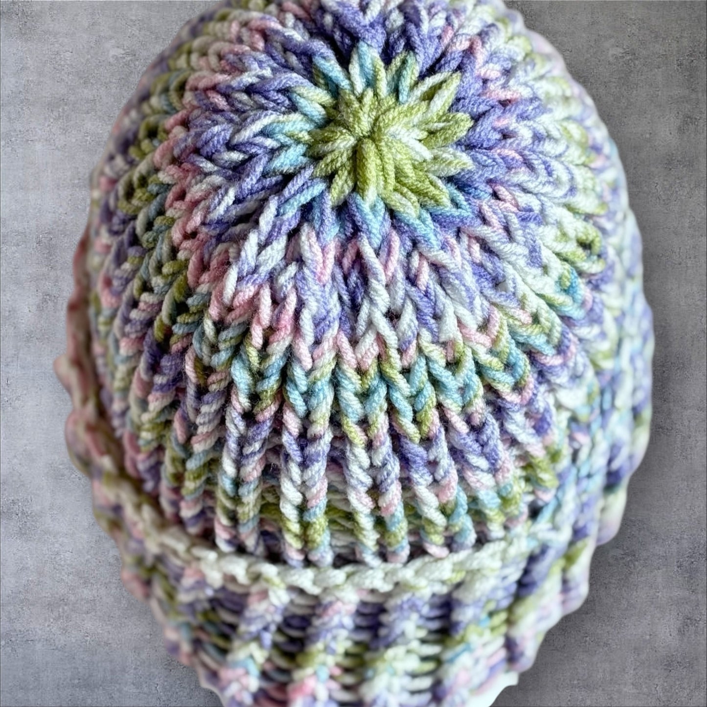 Amethyst and Sugar Stripe Chunky Knit Beanie