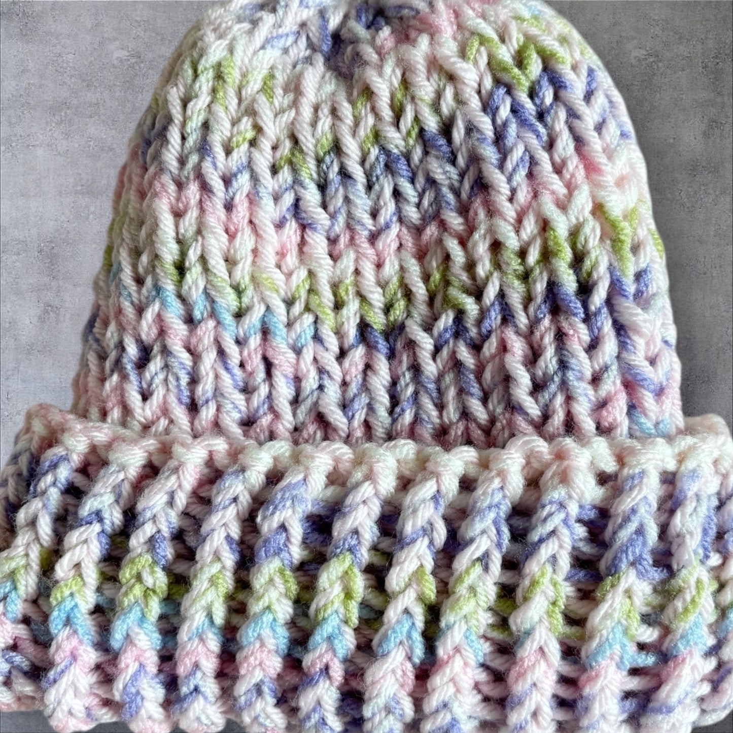 Pink and Sugar Stripe Chunky Knit Beanie