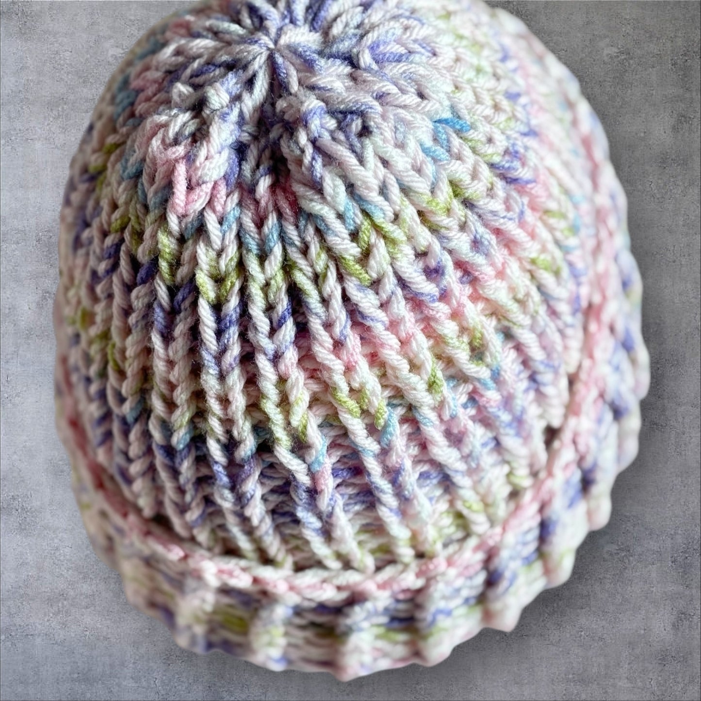 Pink and Sugar Stripe Chunky Knit Beanie
