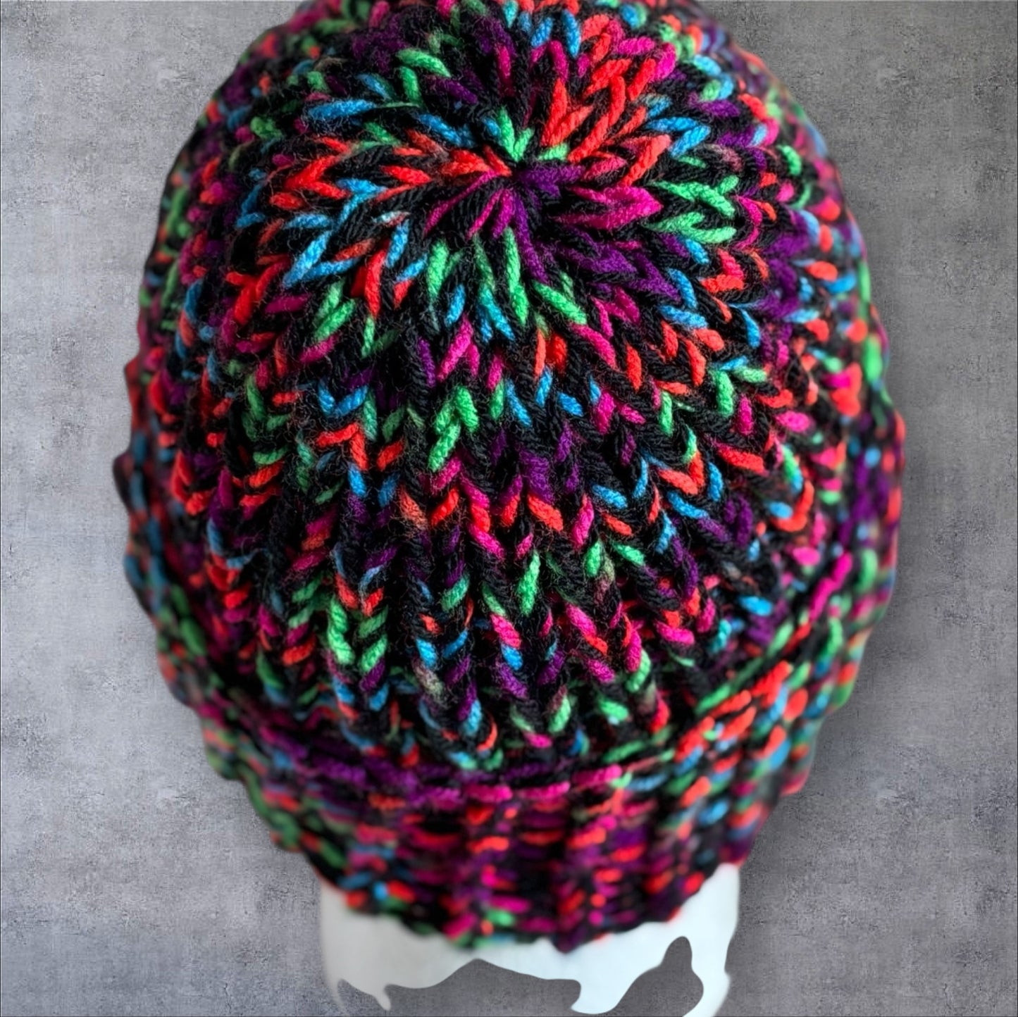 Black w/Neo Stripes Chunky Knit Beanie